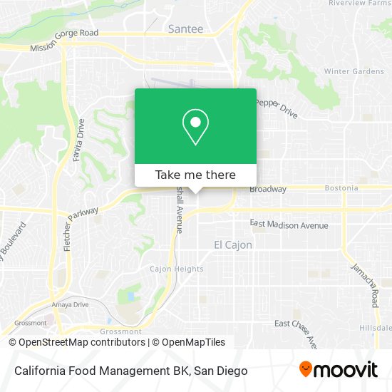 Mapa de California Food Management BK