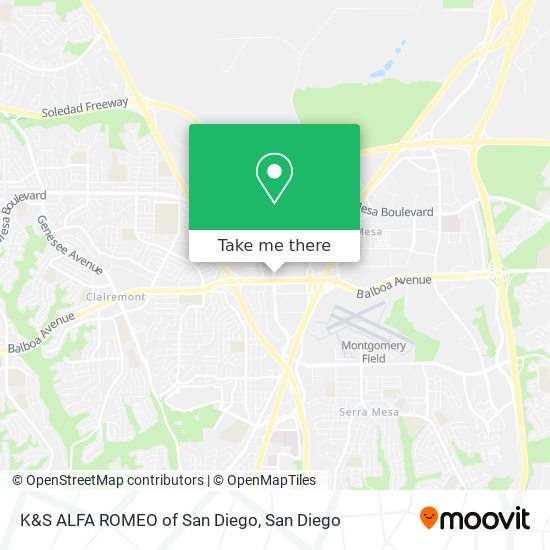 K&S ALFA ROMEO of San Diego map