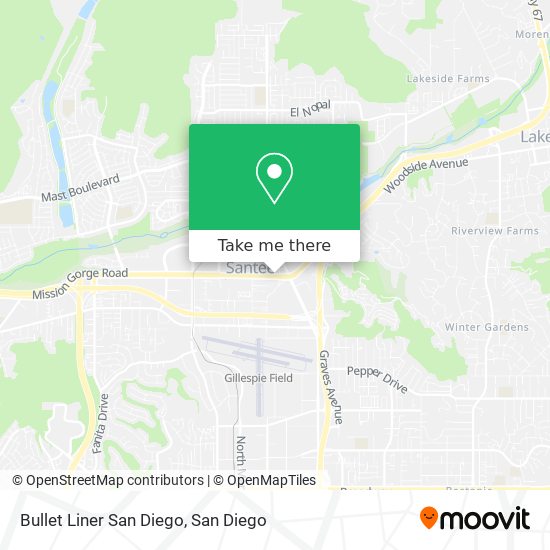 Mapa de Bullet Liner San Diego
