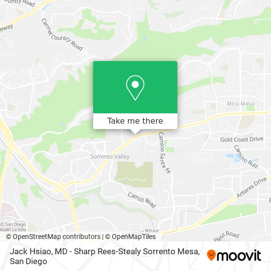 Mapa de Jack Hsiao, MD - Sharp Rees-Stealy Sorrento Mesa