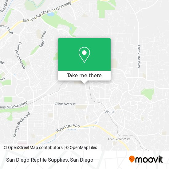 Mapa de San Diego Reptile Supplies