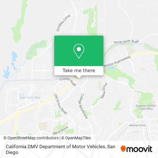 California DMV Department of Motor Vehicles map