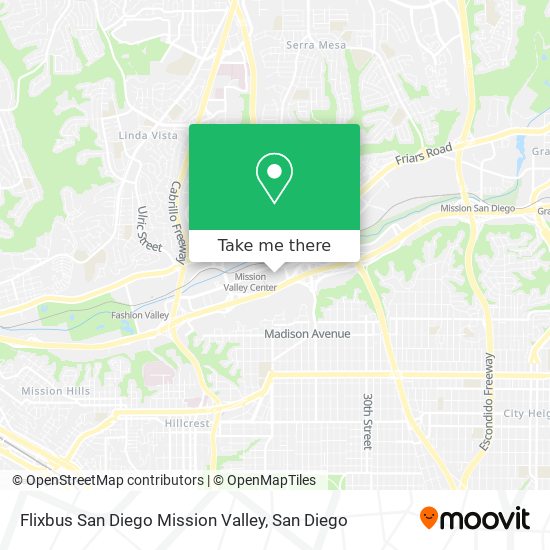 Flixbus San Diego Mission Valley map