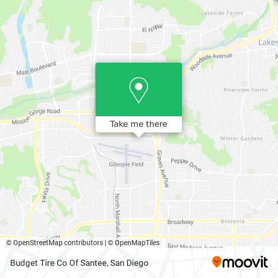 Budget Tire Co Of Santee map