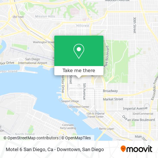 Mapa de Motel 6 San Diego, Ca - Downtown