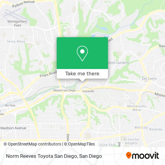 Norm Reeves Toyota San Diego map