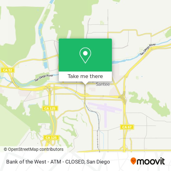 Bank of the West - ATM - CLOSED map