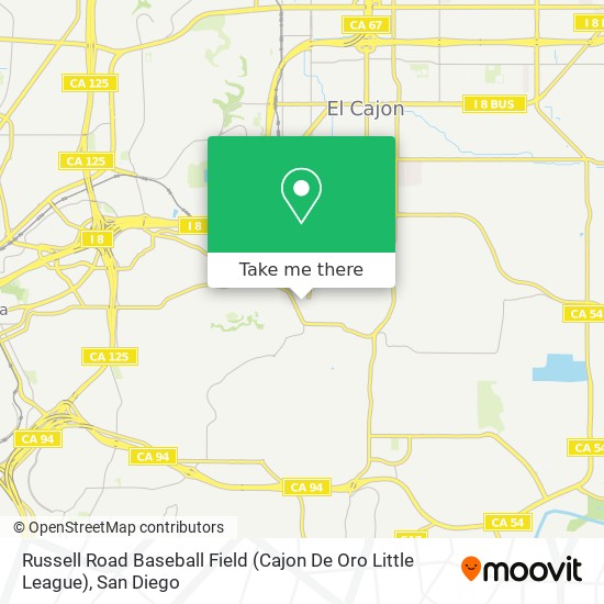 Mapa de Russell Road Baseball Field (Cajon De Oro Little League)