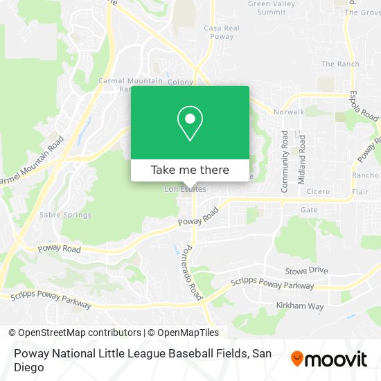 Poway National Little League Baseball Fields map
