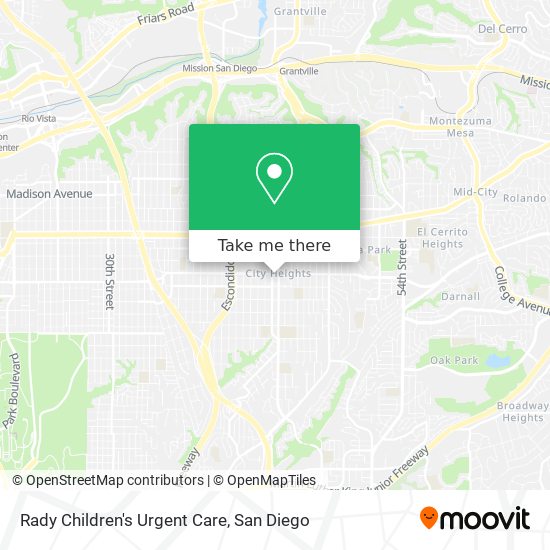 Rady Children's Urgent Care map