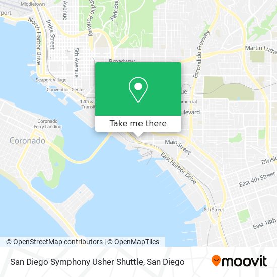 Mapa de San Diego Symphony Usher Shuttle