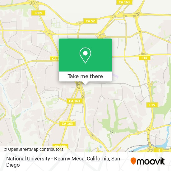 Mapa de National University - Kearny Mesa, California