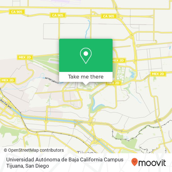 Mapa de Universidad Autónoma de Baja California Campus Tijuana