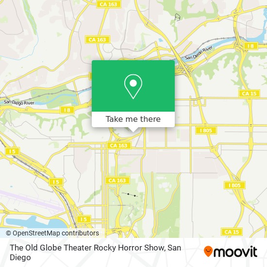 Mapa de The Old Globe Theater Rocky Horror Show