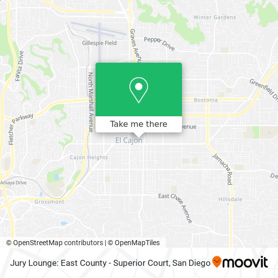 Jury Lounge: East County - Superior Court map
