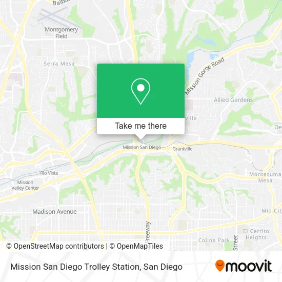 Mission San Diego Trolley Station map