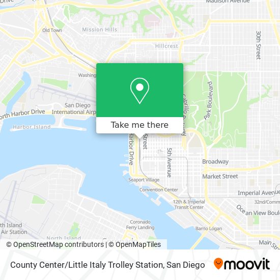 Mapa de County Center / Little Italy Trolley Station
