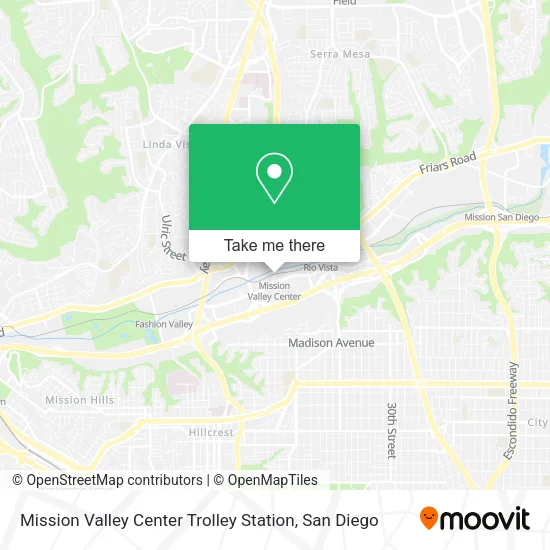 Mission Valley Center Trolley Station map