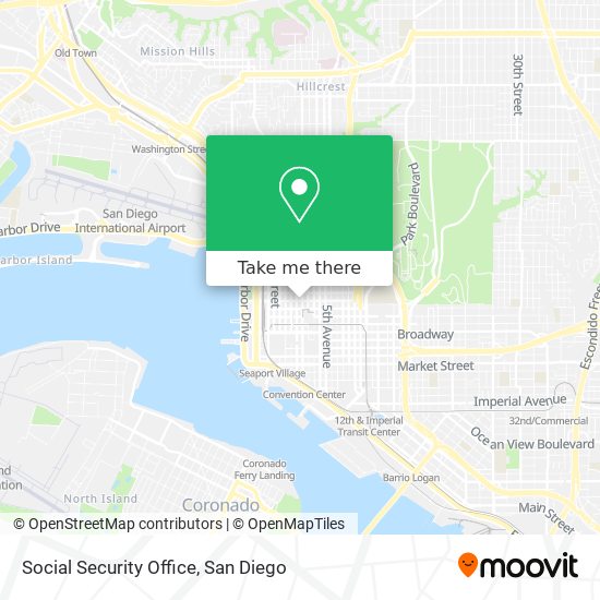 How to get to Social Security Office in San Diego by Bus, Train or Cable  Car?