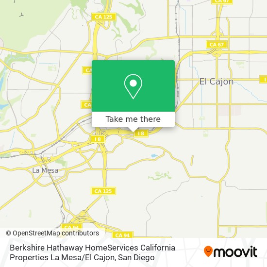Mapa de Berkshire Hathaway HomeServices California Properties La Mesa / El Cajon
