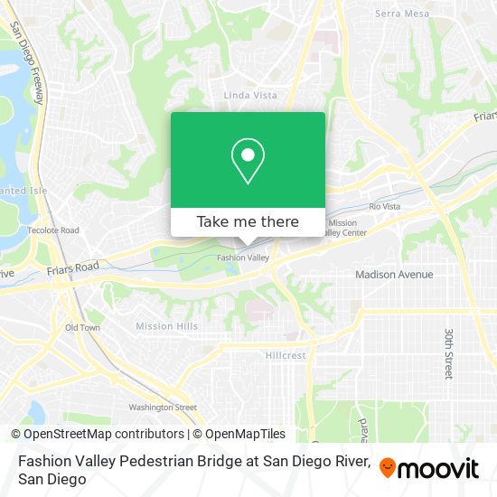 Mapa de Fashion Valley Pedestrian Bridge at San Diego River
