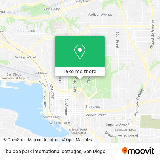 Mapa de balboa park international cottages