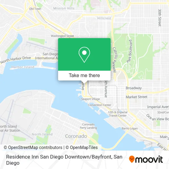 Mapa de Residence Inn San Diego Downtown / Bayfront