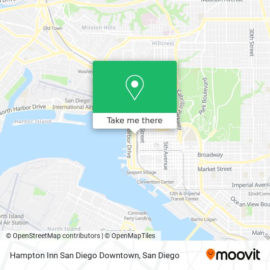 Mapa de Hampton Inn San Diego Downtown