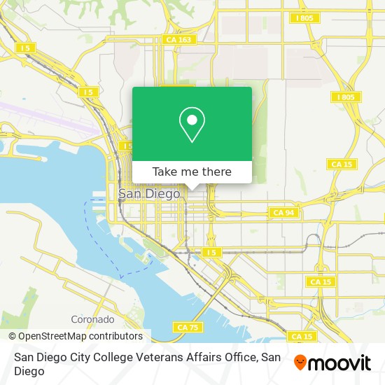 Mapa de San Diego City College Veterans Affairs Office