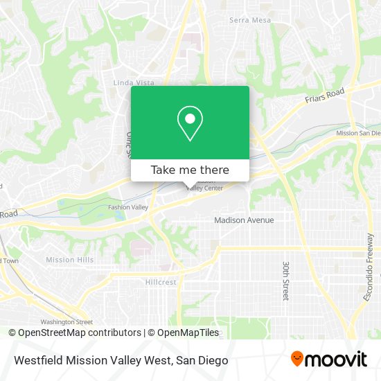 Westfield Mission Valley West map