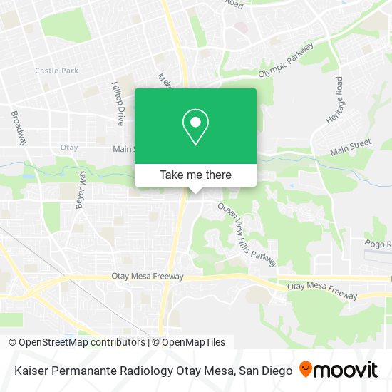 Kaiser Permanante Radiology Otay Mesa map