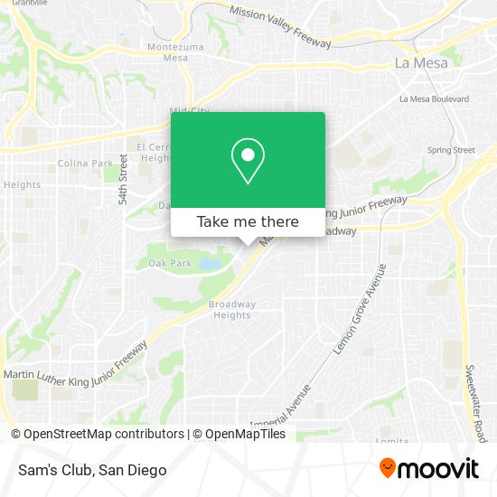 How to get to Sam's Club in San Diego by Bus or Cable Car?