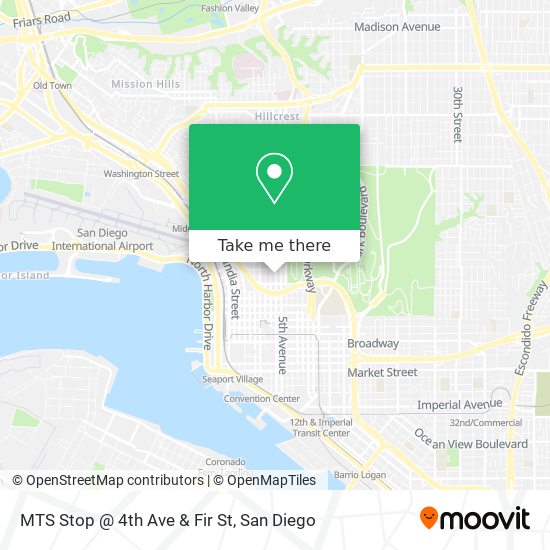 Mapa de MTS Stop @ 4th Ave & Fir St