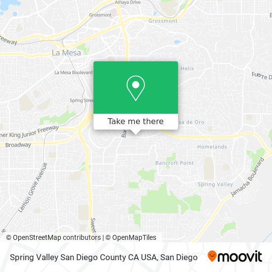 Mapa de Spring Valley San Diego County CA USA