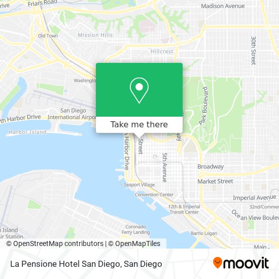 Mapa de La Pensione Hotel San Diego