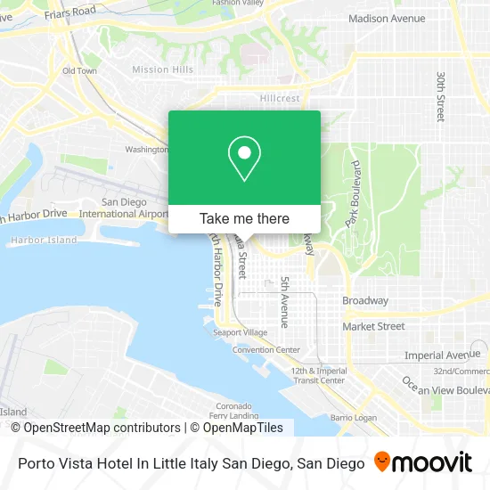 Porto Vista Hotel In Little Italy San Diego map