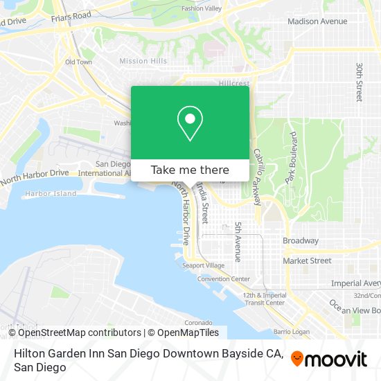 Mapa de Hilton Garden Inn San Diego Downtown Bayside CA