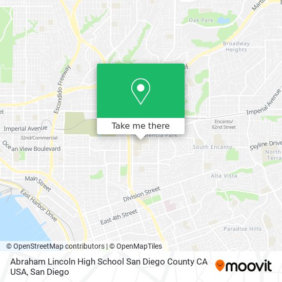 Mapa de Abraham Lincoln High School San Diego County CA USA