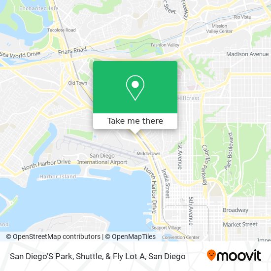 San Diego’S Park, Shuttle, & Fly Lot A map