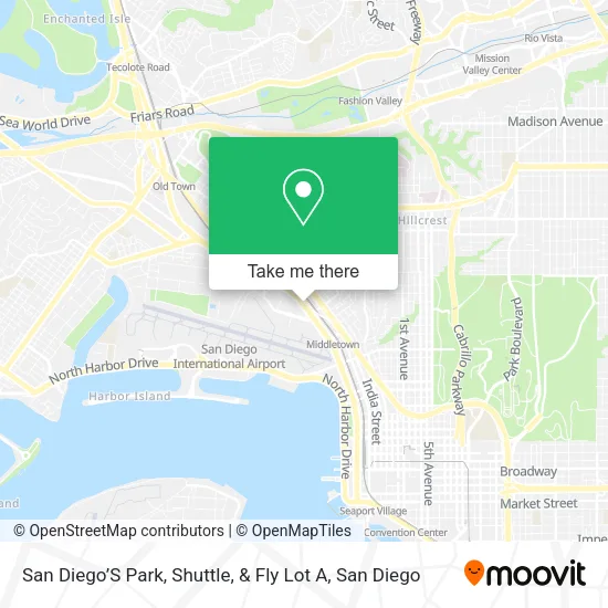 Mapa de San Diego’S Park, Shuttle, & Fly Lot A