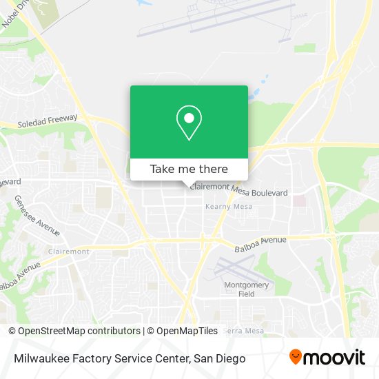 Mapa de Milwaukee Factory Service Center