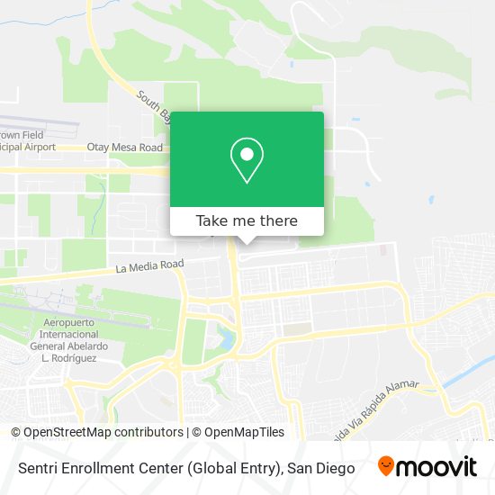 Mapa de Sentri Enrollment Center (Global Entry)