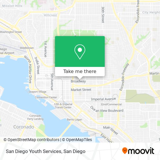 Mapa de San Diego Youth Services