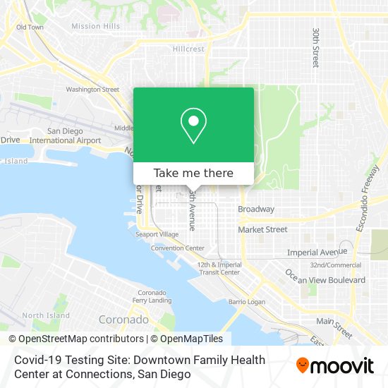 Covid-19 Testing Site: Downtown Family Health Center at Connections map