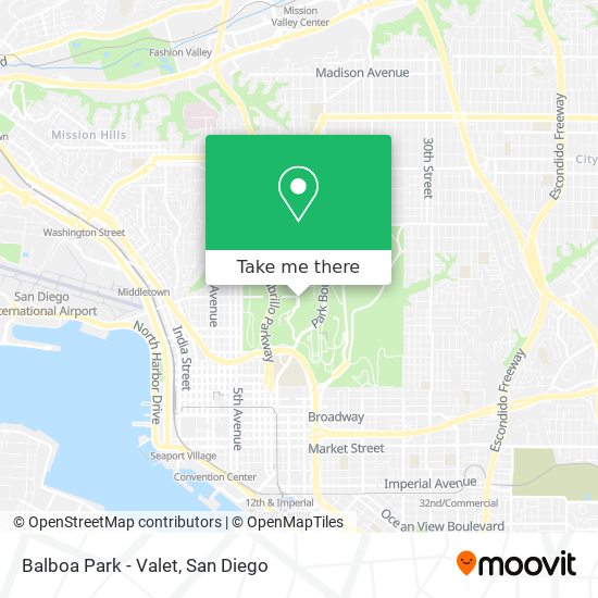 Balboa Park - Valet map
