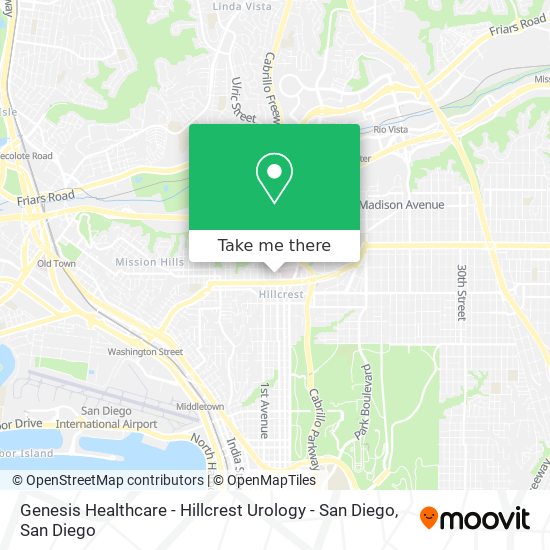 Mapa de Genesis Healthcare - Hillcrest Urology - San Diego