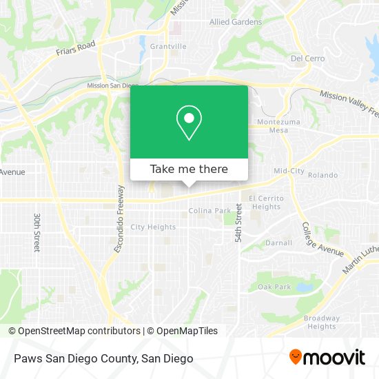 Mapa de Paws San Diego County