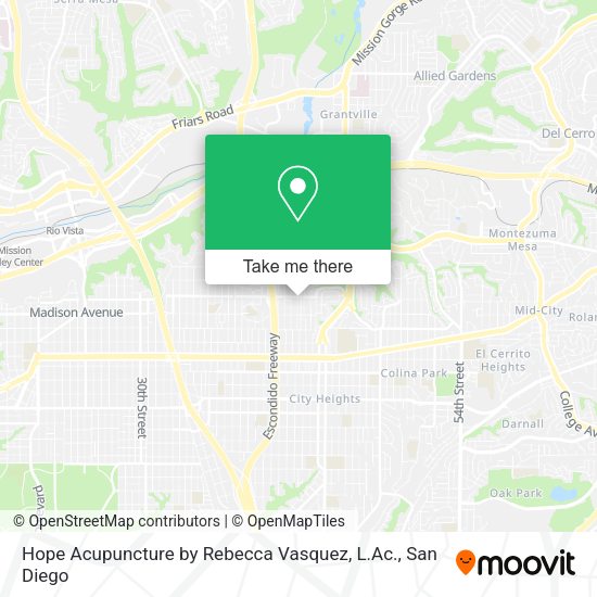 Mapa de Hope Acupuncture by Rebecca Vasquez, L.Ac.