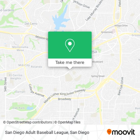 San Diego Adult Baseball League map