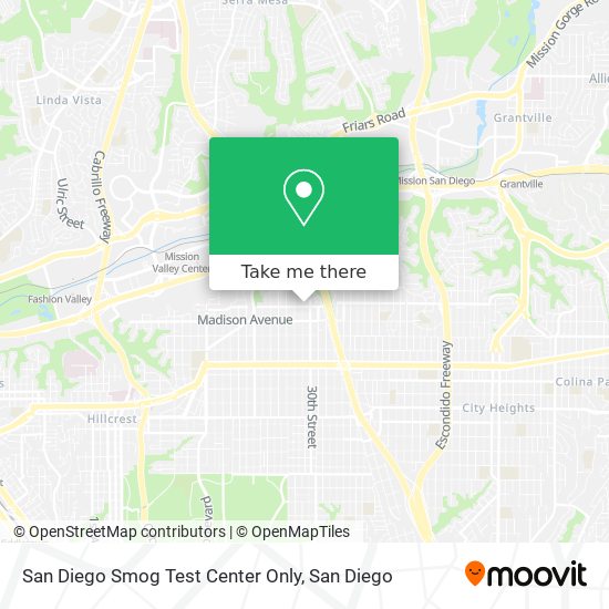 San Diego Smog Test Center Only map